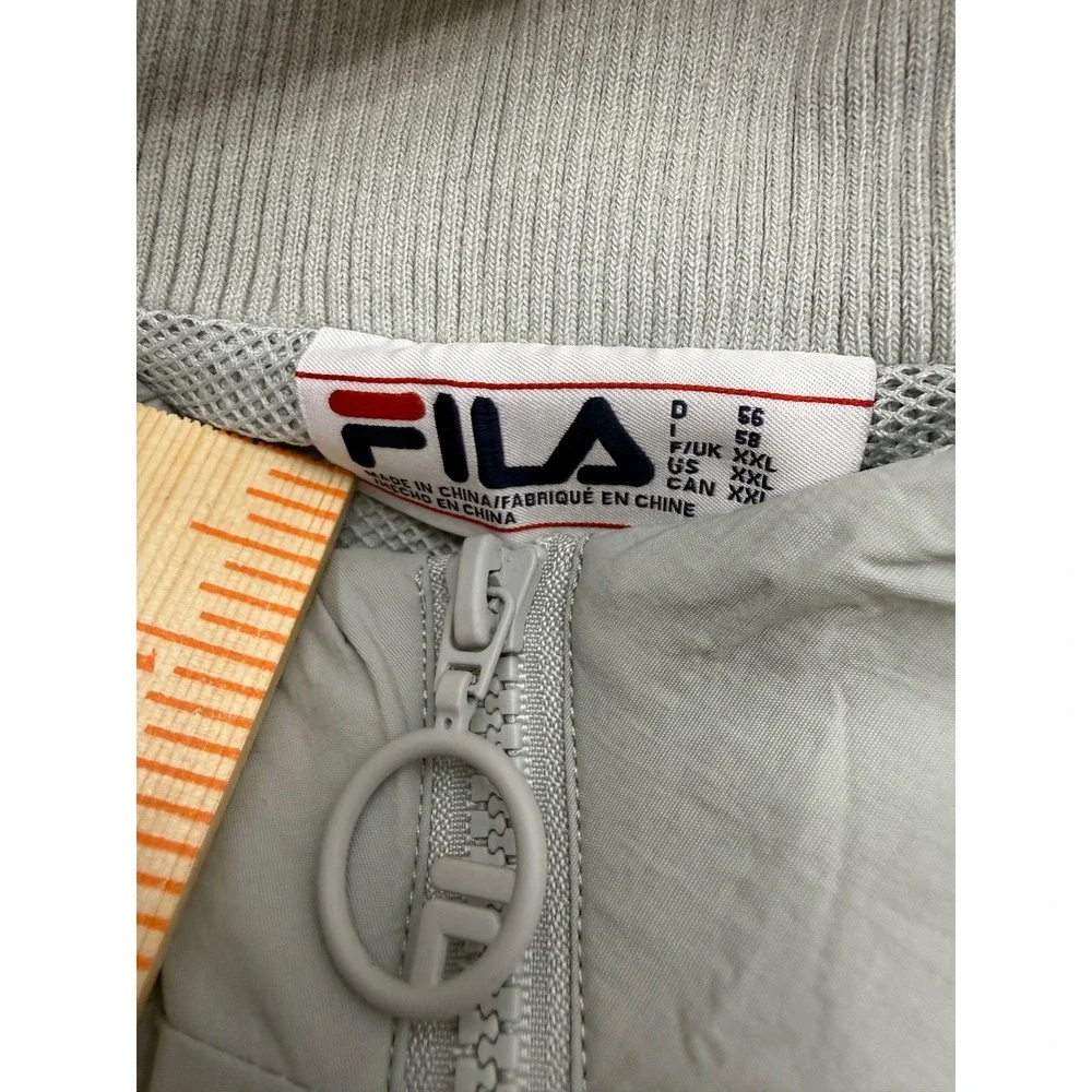 FILA Heritage Biella Italy's Finest Windbreaker Grey Red XXL Quarter Zip Jacket